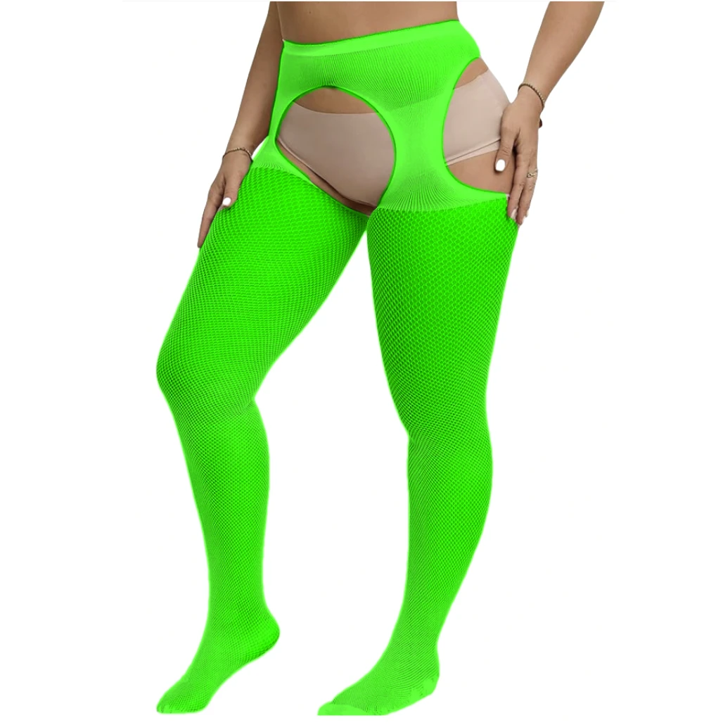 Cut Out Fishnet Tights Women's Lingerie Plus Size Sheer Mesh Pantyhose Green Hot Pink White Red Purple Sexy Bodystockings