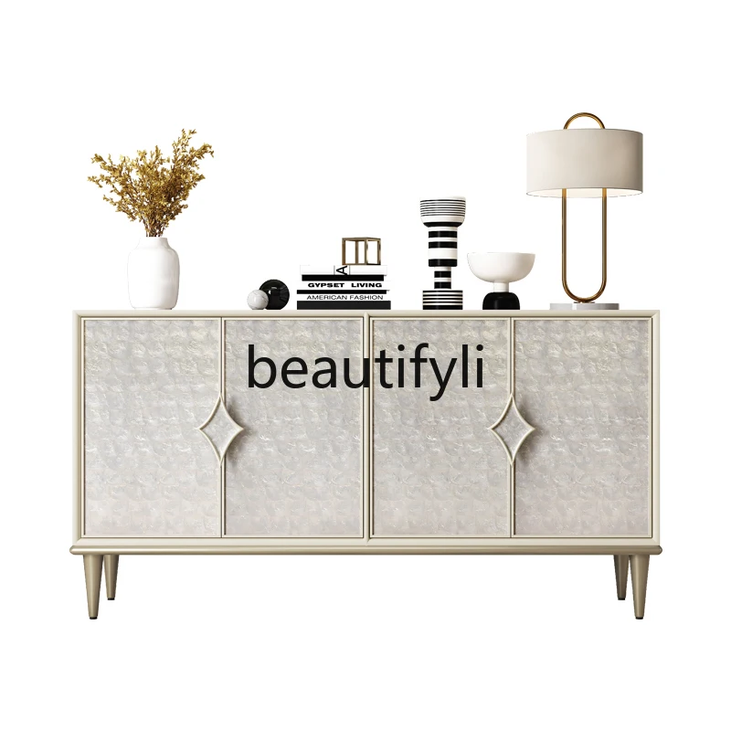 

Light luxury dining side cabinet entrance solid wood entry living room decorative cabinet simple modern wall locker