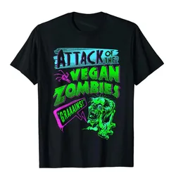 Attack Of The Vegan Zombies Vegetarian Halloween T-Shirt Cotton Man Top T-Shirts Custom Tops Tees Camisa