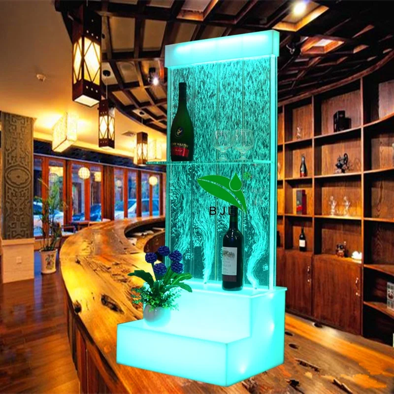 

Customized. nightclub bar furniture LED glow floor standing bubble panel wall wine display cabinets