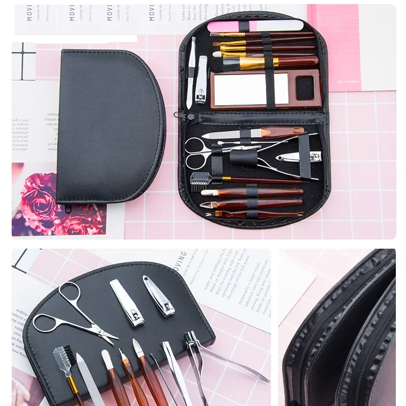 18 Stks/set Nagelknipper Manicure Gereedschapset Draagbare Hygiëne Clipper Schoonheidskit Voetverzorging Nagelsnijgereedschap Voor Nail Art Salon