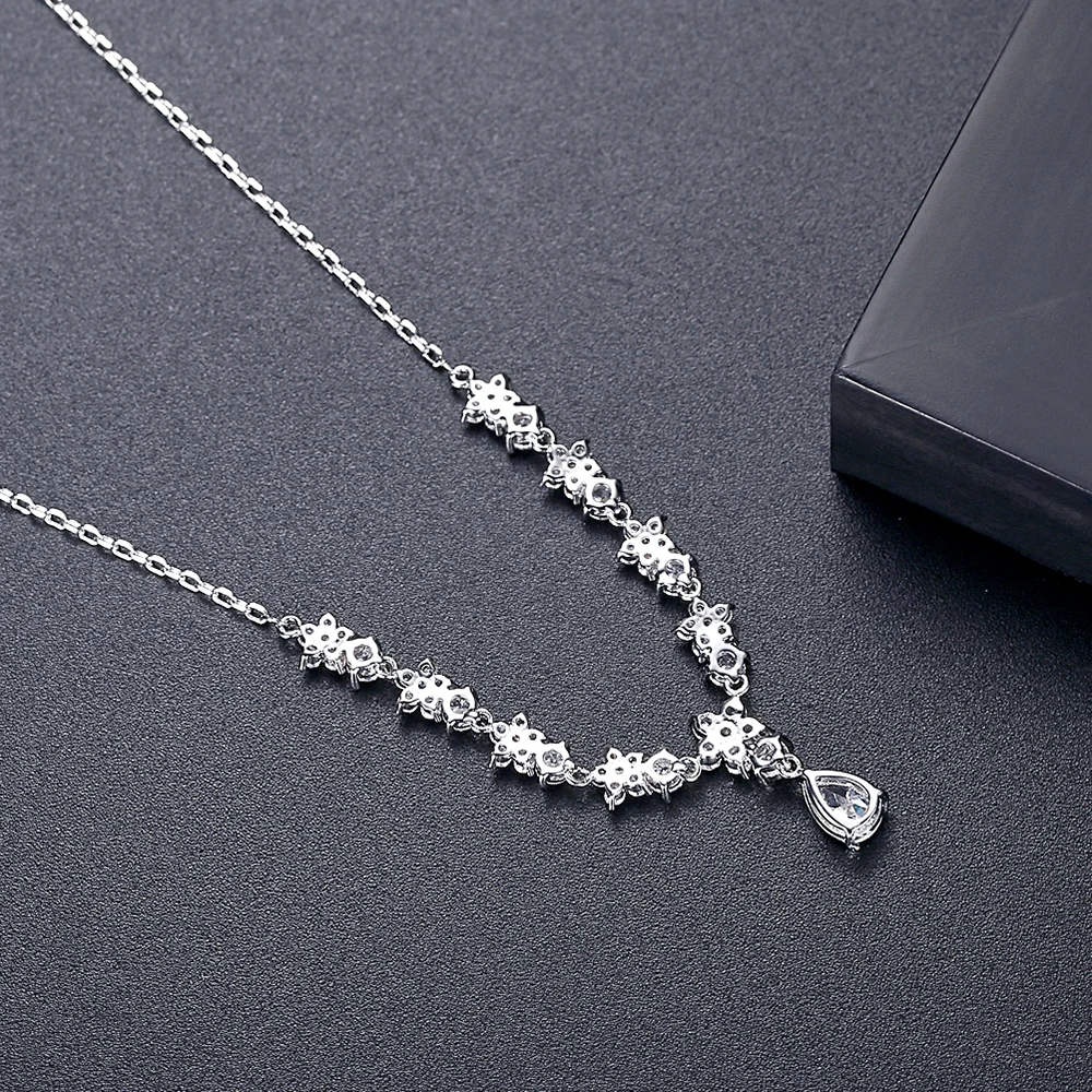 LUOTEEMI Multiple Shinning Cubic Zirconia Flowers Wedding Bridal Necklace for Women Simple Big Waterdrop Luxury Christmas Gifts