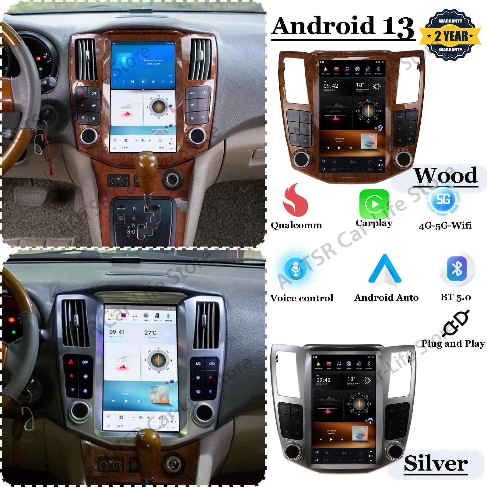 Android 13  For Lexus RX RX300 RX330 RX350 RX400H 2004~2008 Qualcomm Control Screen Multimedia Stereo GPS Navigation Head Unit