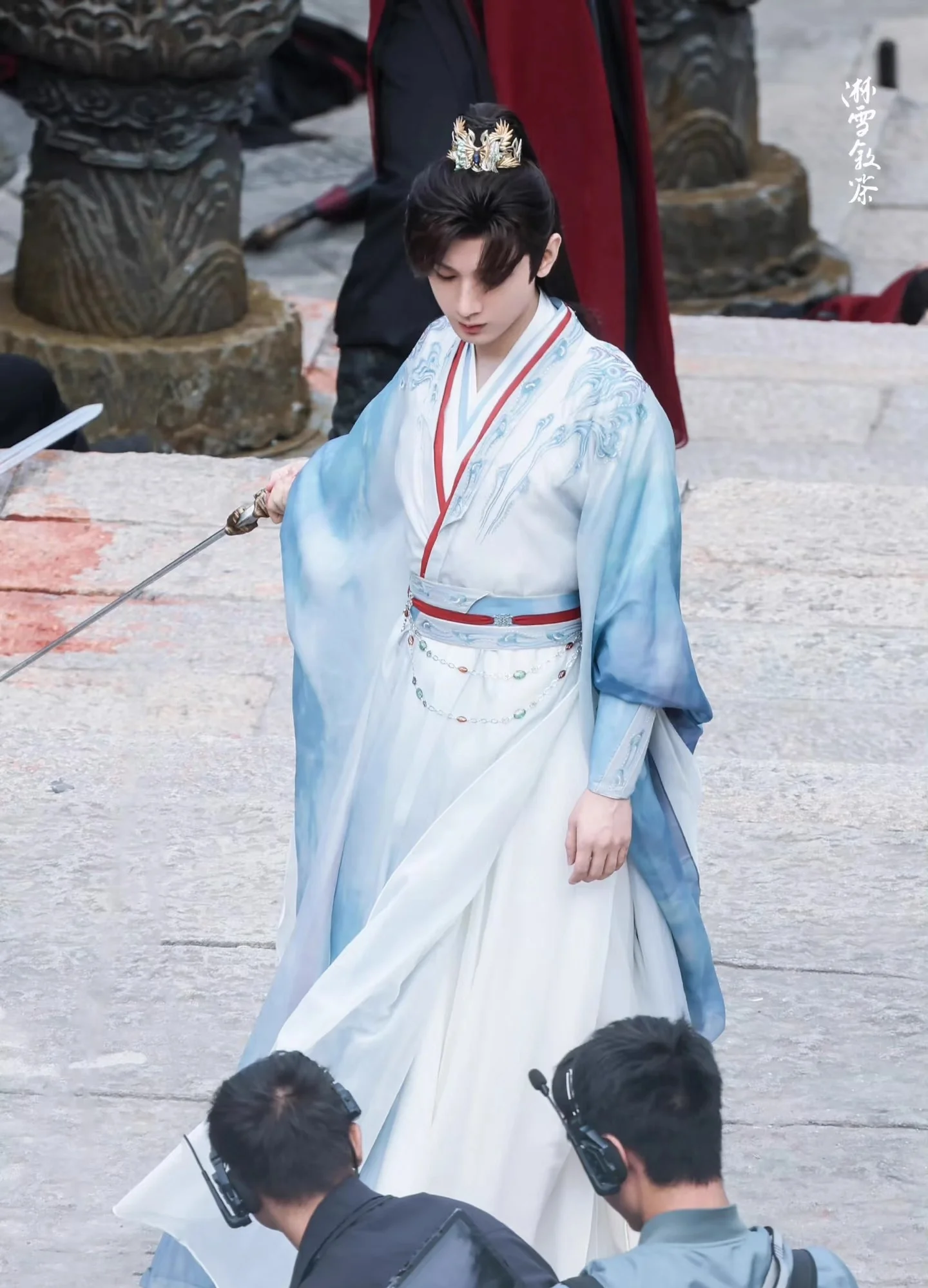 TV original fu shan hai li chenhou cheng yi artesanal azul vermelho antigo terno para 20cm boneca brinquedo roupas cosplay p