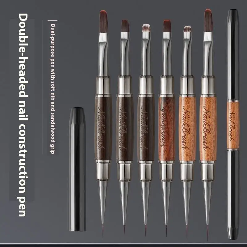 Doppelköpfiger Pinsel Nagelkonstruktionsstift Sandelholz-Linienstift für Nagelkunst Hochwertiger Malstift Nagelwerkzeuge – Detail 1