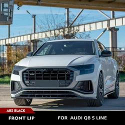 Car Front Bumper Lip for Audi Q8 S line Sport Version 2019-2023 Car Front Bumper Spoiler Lip Splitter ABS Glossy Black Lip