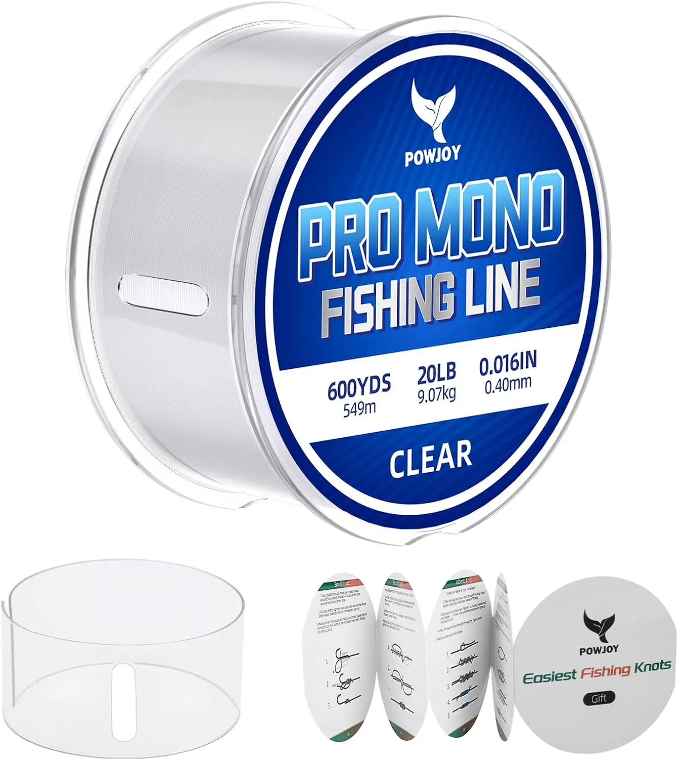 

Pro Monofilament Fishing Line with Knot Cards, Strong Thin Nylon, Tangle-Free & UV Resistant, 15-80LB