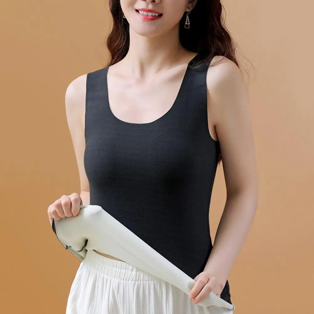 Women's Thickening Seamless Heat Insulation Tank Top Plush Thin Slim Fit Insulation Clothing Autumn Winter Base Coat Underwear image 4