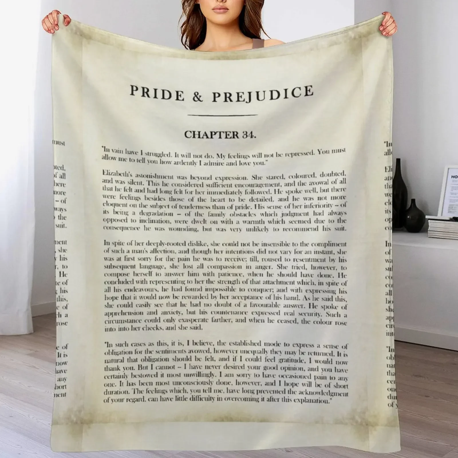 

Pride & Prejudice by Jane Austen - Mr. Darcy: how ardently I admire and love you. - vintage book page Throw Blanket