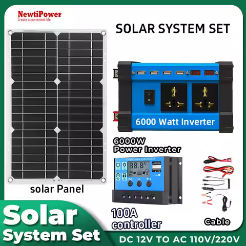 6000W Bendable Solar System Off-Grid Power Bundle: with MPPT Controller &amp; Hybrid Inverter for Cabins/Vans