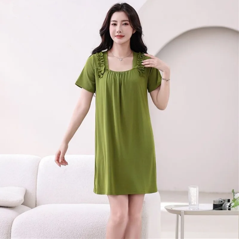 

Новая женская ночная сорочка XL-6XL в корейском стиле, большие размеры, летняя ночная рубашка с коротким рукавом, домашняя одежда для женщин