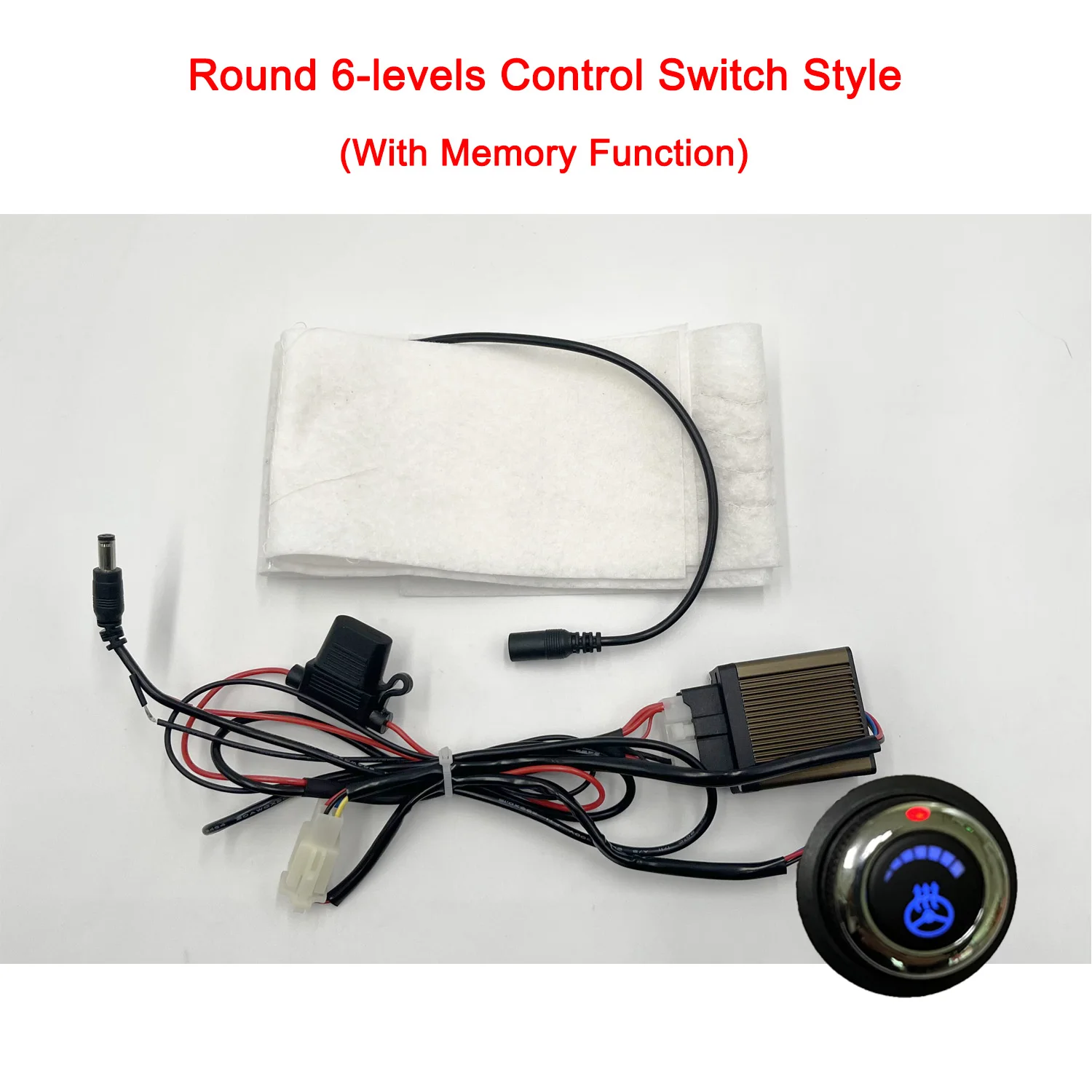 Built-in Car Steering Wheel Heater Kit Universal 12V Carbon Fiber Heat Pads Independent Switch Control System with Harness