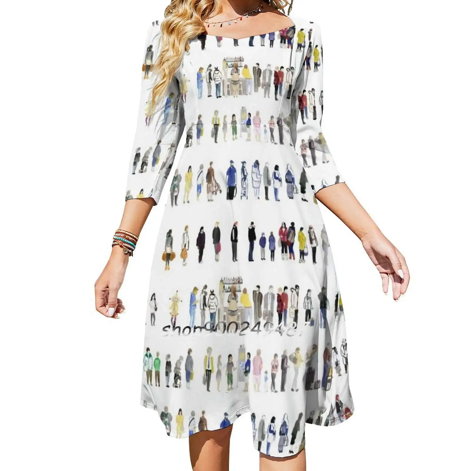 Major Queuing Long Sleeve Sexy Dresses For Women 2022 Ladies Vintage Elegant Party Dress Queue Queuing Watercolour Watercolor