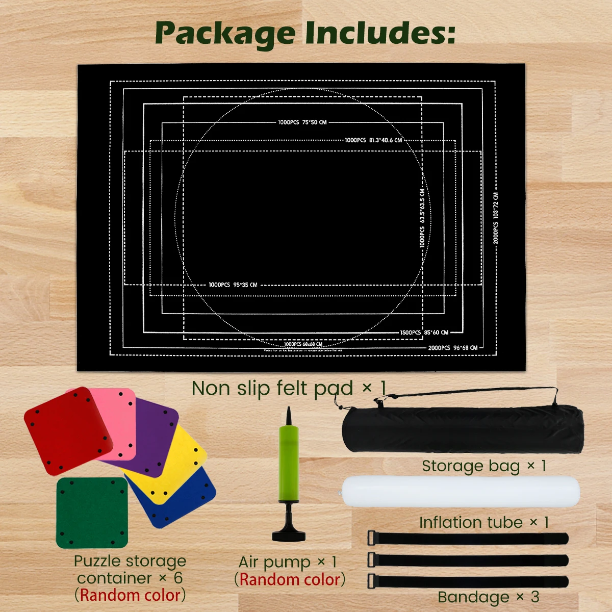 Jigsaw Puzzle Mat Roll Up, No Creases Saver Pad to 2000 pieces, Large Puzzle Matte Rollup with 6 Sorting Trays 1 Storage Bag