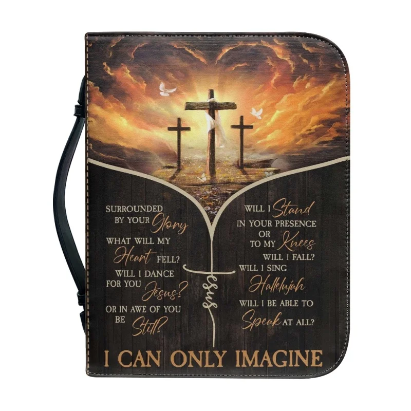 Heaven's Embrace Personalized Bible Cover Print Church Bible Cover Case PU Handbags Study Book Holy Storage Boxes For Women