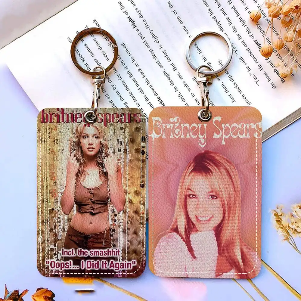 Singer Britney Spears DIY insignia adhesiva llavero para banco tarjetero de trabajo de negocios funda protectora para tarjeta de estudiante tarjeta de autobús