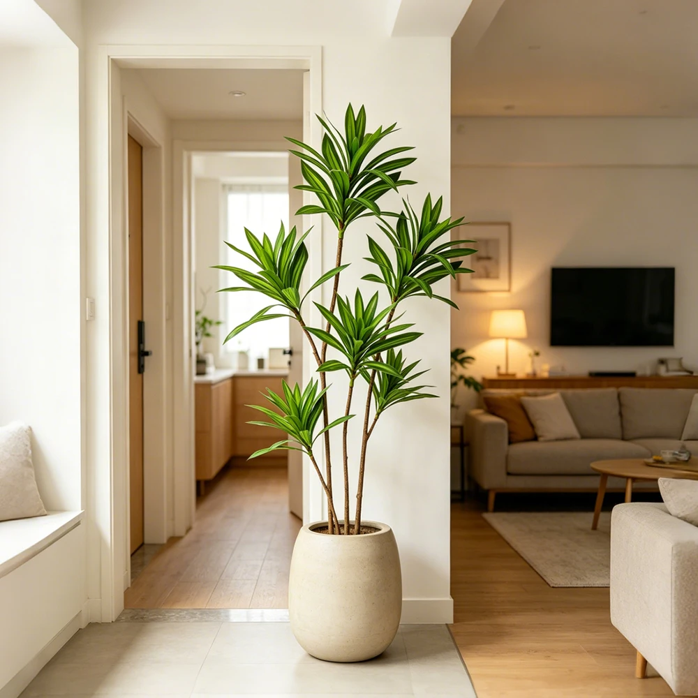 Planta de palma artificial grande de 66-98 cm, bambú artificial, árbol de Dracaena, hojas de maíz de plástico, ramas de árboles de Brasil artificiales para decoración del hogar