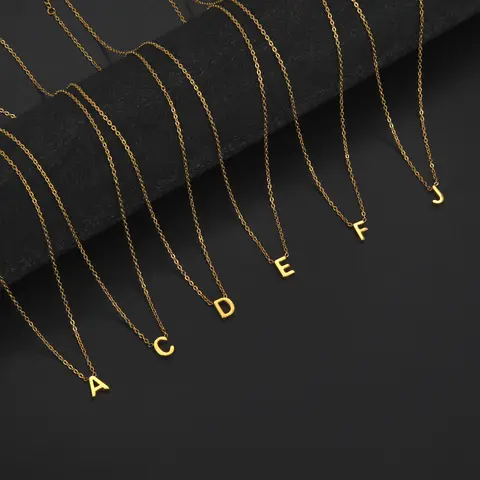 Cazador Minimalist Initial A-Z Letter Necklace for Women Alphabet Stainless Steel Choker Chains Jewelry Birthday Gift Wholesale