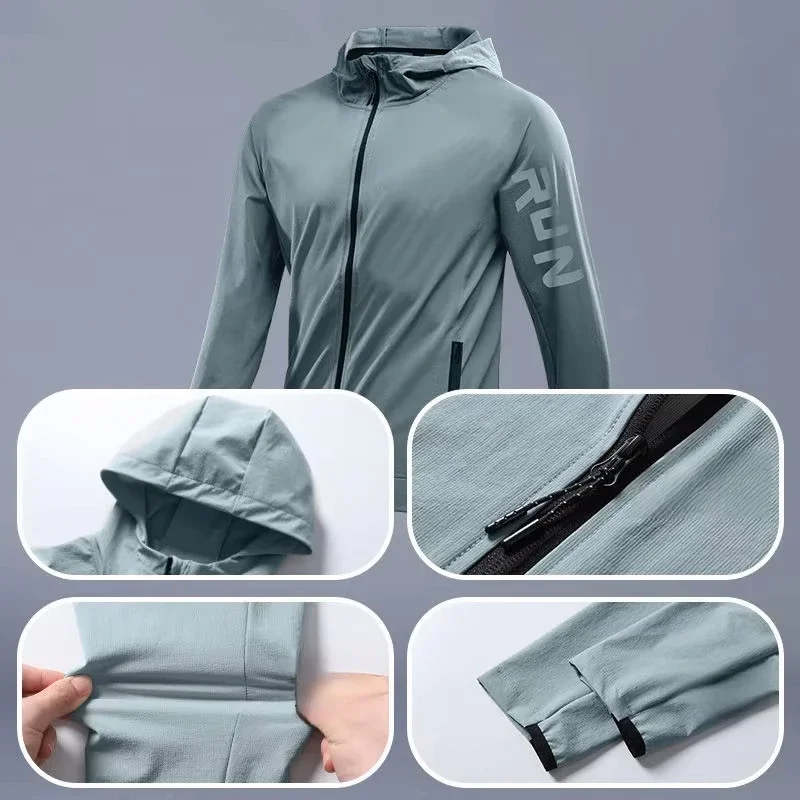 2 Pcs Men's Sport Suit Morning Running Quick-Dry Sportswear Varying Weather Cycling Jacket Waterproof Hiking  Mountain Climbing