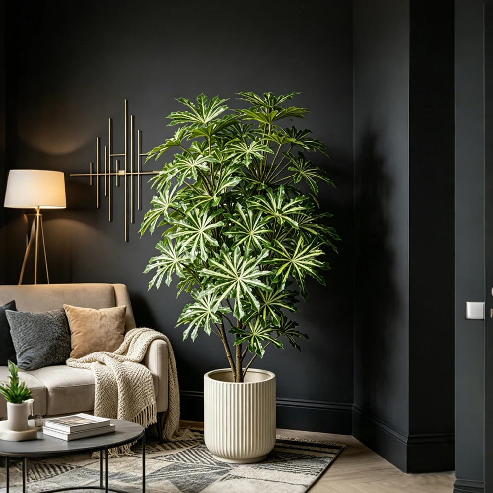Palmera artificial de 80-96 cm, plantas de yuca falsas, ramas tropicales de Monstera, hojas verdes de tortuga para decoración del hogar y jardín.