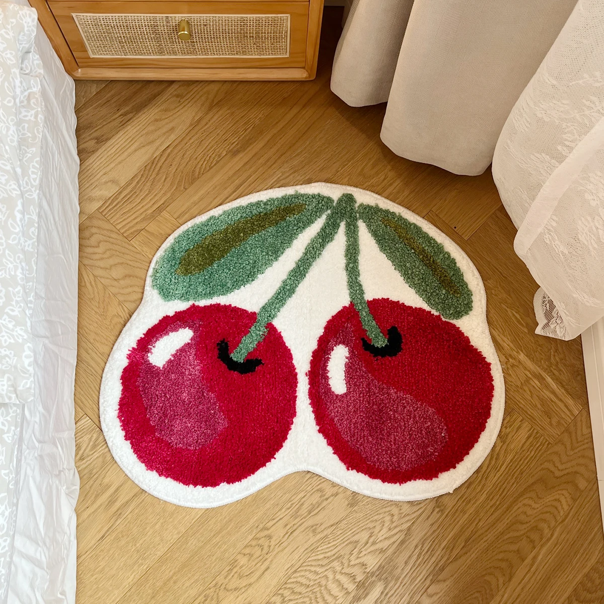 Pink Cherry Super Soft Handmade Tufting Rug Kid Room Decoration Salon Thick Pile Rug Irregular Carpet For Living Room Home Decor