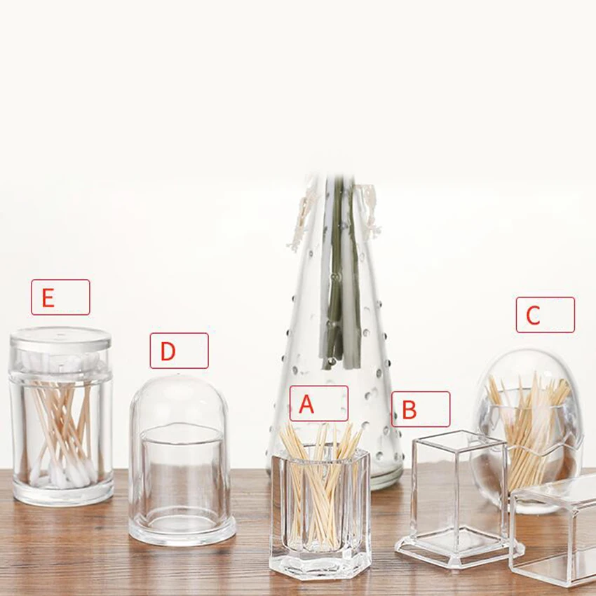 1PC Acrylic Toothpick Bottle Elegant Clean Round Square Shape Non-toxic Kitchen Storage Gadgets Creative Portable Toothpick Box