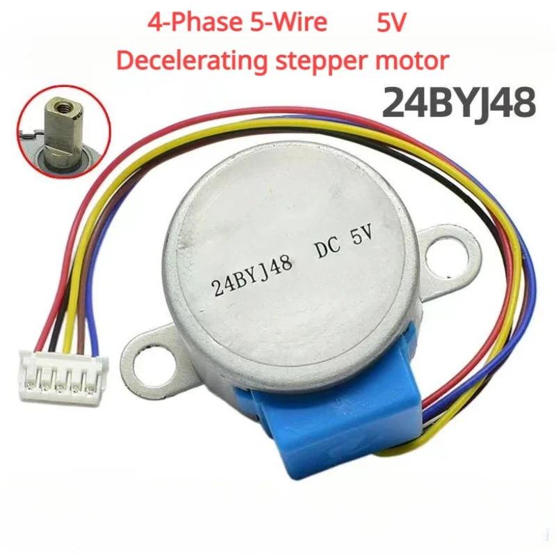 4-Phase 5-Wire DC Gear Stepper Motor 5V 24BYJ48 Reduction Motor Ratio 64:1 for Single Chip Microcomputer/Camera Monitoring