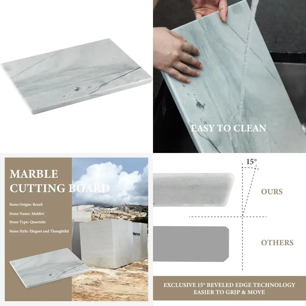 

Большая разделочная доска ручной работы 16x12 дюймов из бразильского натурального мрамора для кухни, идеально подходит для сыров и мясных блюд
