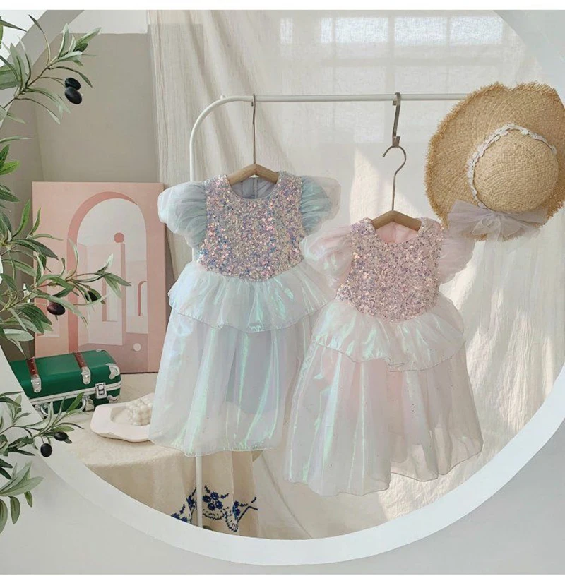 Mädchenkleid Märchen-Rollenspiel Sommer Neues Mesh-Modekleid Kleine Prinzessin Weihnachts-Geburtstagsgeschenk 2-8 Jahre Kinderkleidung – Detail 7
