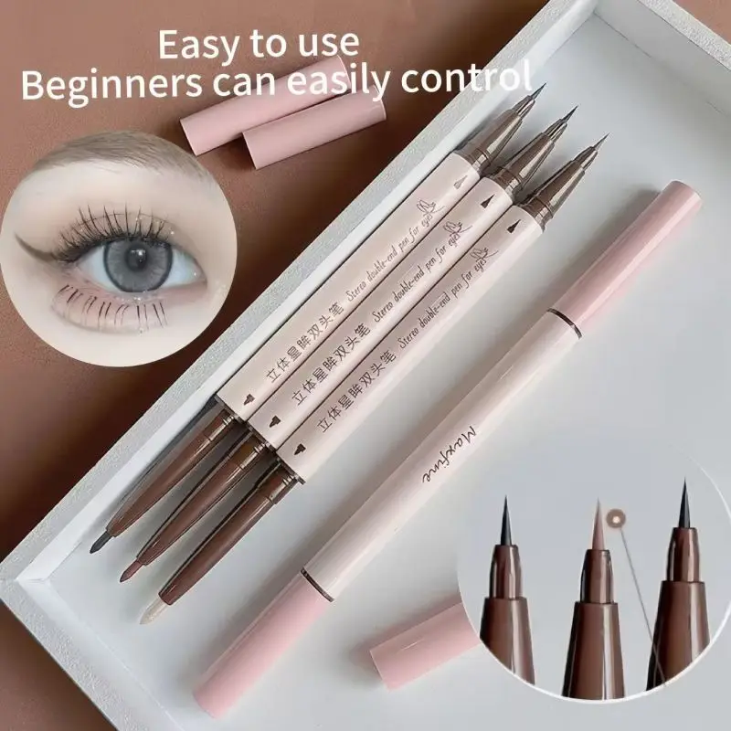 1 PC 2.0mm Double-Headed Design ปากกาอายไลเนอร์,ยาวนานและกันน้ํา,Smudge-Proof,Ultra-Fine TIP,เริ่มต้น-Friendly
