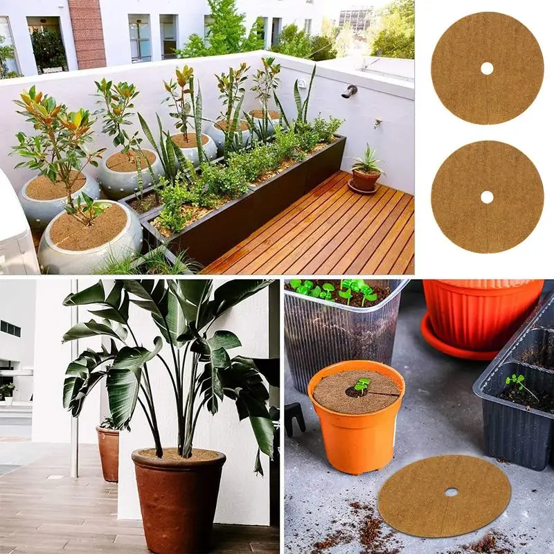 

Coco Fiber Mat 10PCS Coconut Fibers Mulch Ring Tree Protector Mat cold protection Pad for Indoor Outdoor Potted Plants Trees