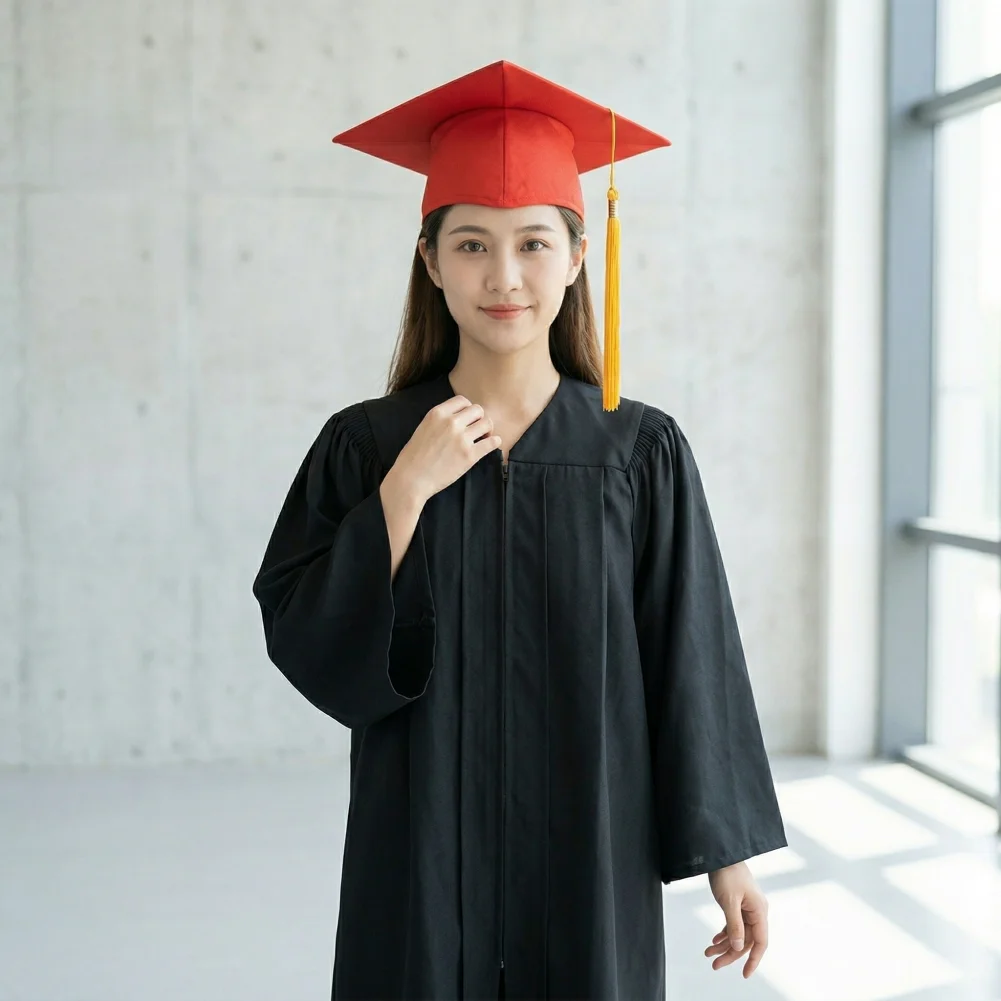Bachelor Master Graduation Cap with Tassel Elastic Band Adjustable Ceremony Hat for Men and Women Graduation Dress Master Cap 95
