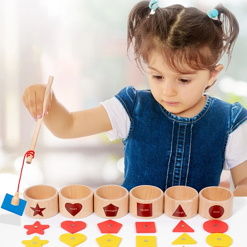 Treno magnetico Forma di colore Ordinamento Giocattoli Montessori Gioco parrocchiale Giocattoli educativi in legno abbinati geometrici sensoriali per regali per bambini