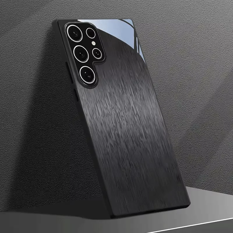 Metalowo-szklane etui na telefon z gradientowym wzorem w chłodnych odcieniach srebrnoszarych, odpowiednie dla Samsung S26/S25/S24/S23/S22/S21/S20 i innych modeli. — zdjęcie produktu 6