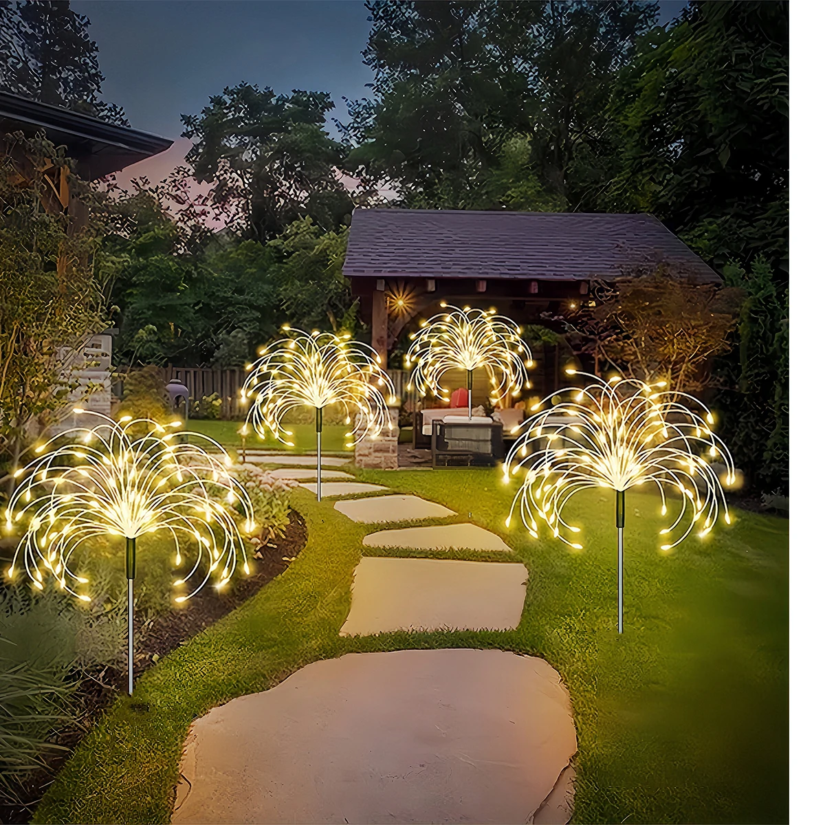 420LED luci solari per fuochi d'artificio all'aperto IP65 impermeabile 300/200/60LED luci solari per fiori da giardino 1 confezione con 8 modalità di illuminazione luce