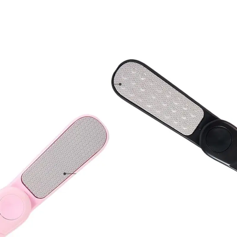 Składany dwustronny pilnik do stóp ze stali nierdzewnej do usuwania zrogowaceń, profesjonalne narzędzia do pedicure, skrobak do zrogowaceń.