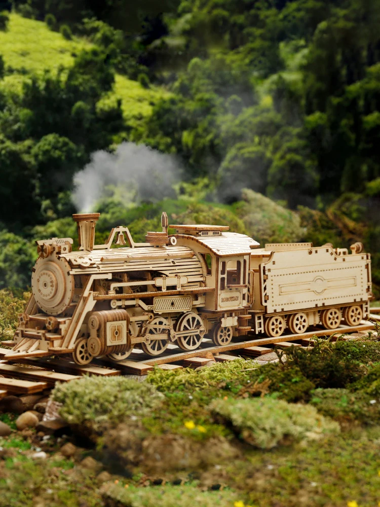 

3D деревянный DIY маленький поезд трехмерная головоломка для взрослых разблокировка собранный праздничный подарок модель украшения