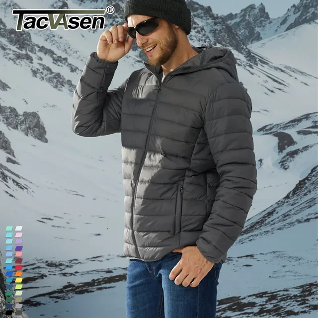 TACVASEN Lightweight Puffer Jackets Mens Quilted Polyester Nylon Jacket Ripstop Quick Dry Hooded Down Insulated Windbreaker Coat AliExpress