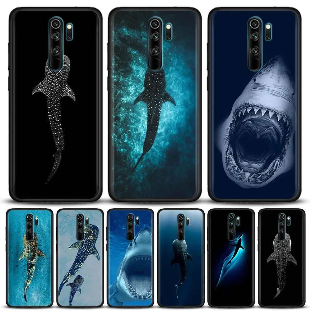 Ocean Whale Shark Swimming Phone Case For Xiaomi Redmi Note 10 Pro 8 9 11 12 Pro Plus 7 8T 9T 10S 11S 12S 5G Soft TPU Back Cover