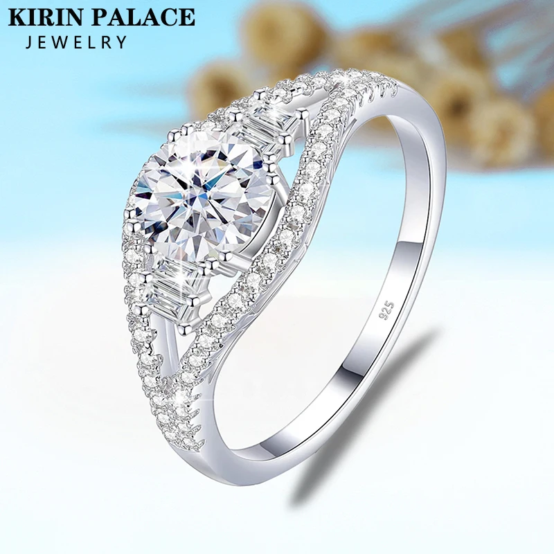 

Kirin Palace Round Cut Moissanite Engagement Ring Luxury 0.8CT Brilliant Created Diamond Rings 925 Plated 18K Gold Fine Jewelry