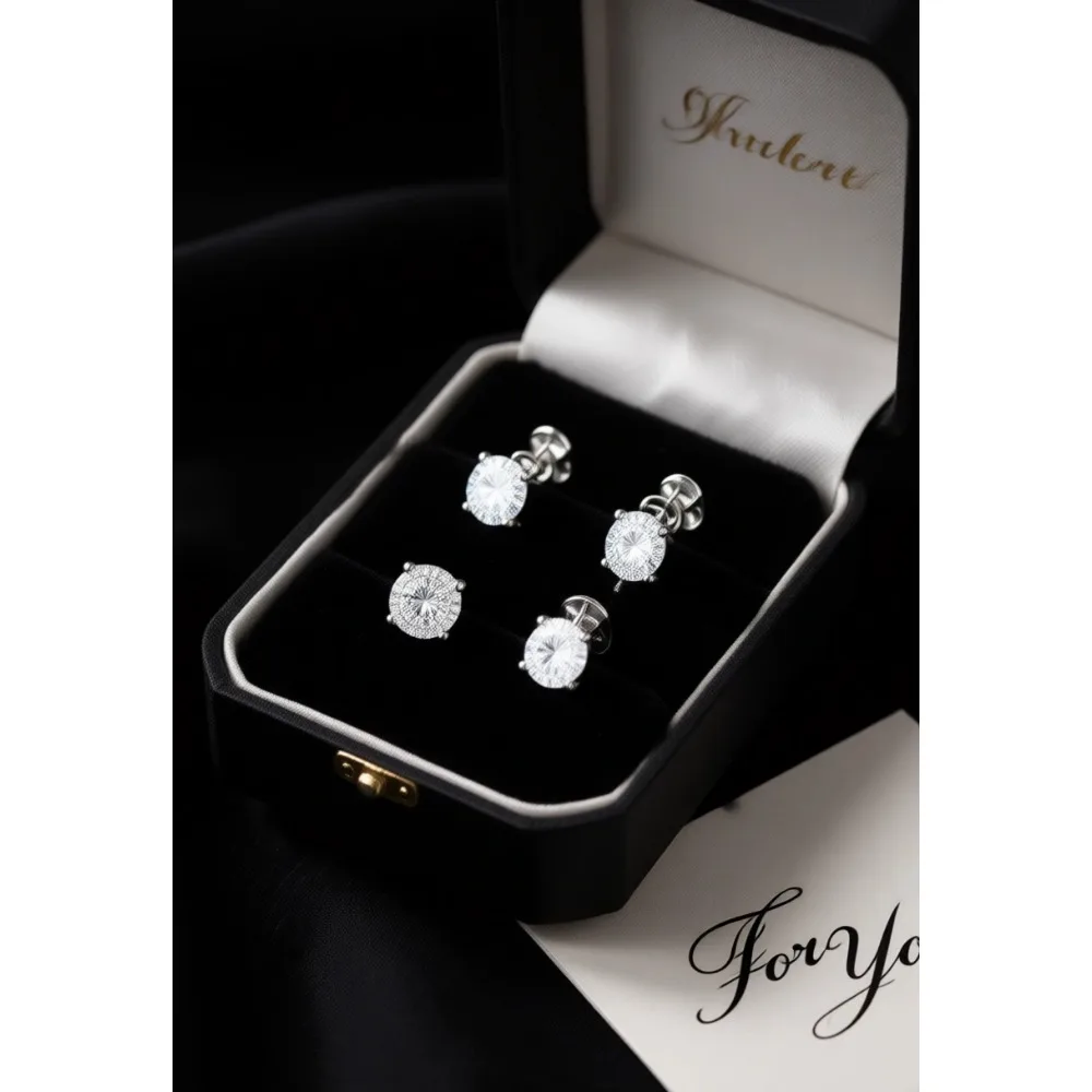 

4 пары сережек-гвоздиков с кубическим цирконием, 14-каратное золотое покрытие, маленькие квадратные, круглые, каплевидные, в форме сердца, гипоаллергенные