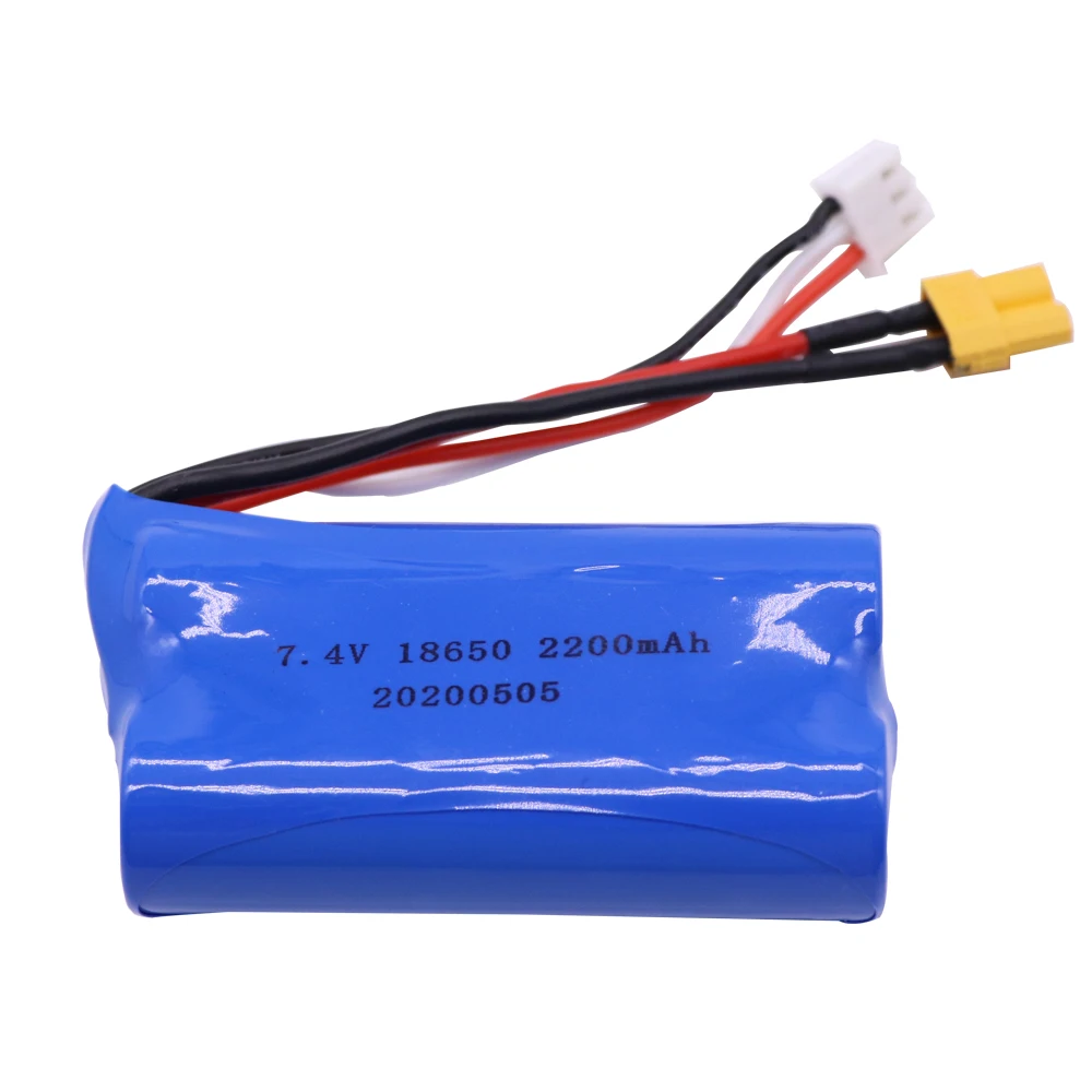 Aggiorna la batteria agli ioni di litio da 7.4 V 2200mAh con caricabatterie per Huina 580550 583 582 pezzi di ricambio per Drone per auto RC 18650