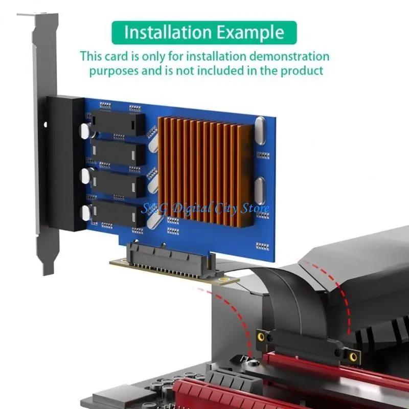 

U75B PCIE 4X Cable PCIE4.0 Risers Card 90 Degree to 180 Degree Flat Extension Cable Motherboard Extender Converter Adapter