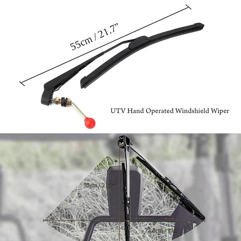 2 Set 350X400MM Manual UTV Windshield Wiper 15.7 Inch Wiper Kit For Polaris Ranger RZR 800 900 Can Am Kawasaki Honda