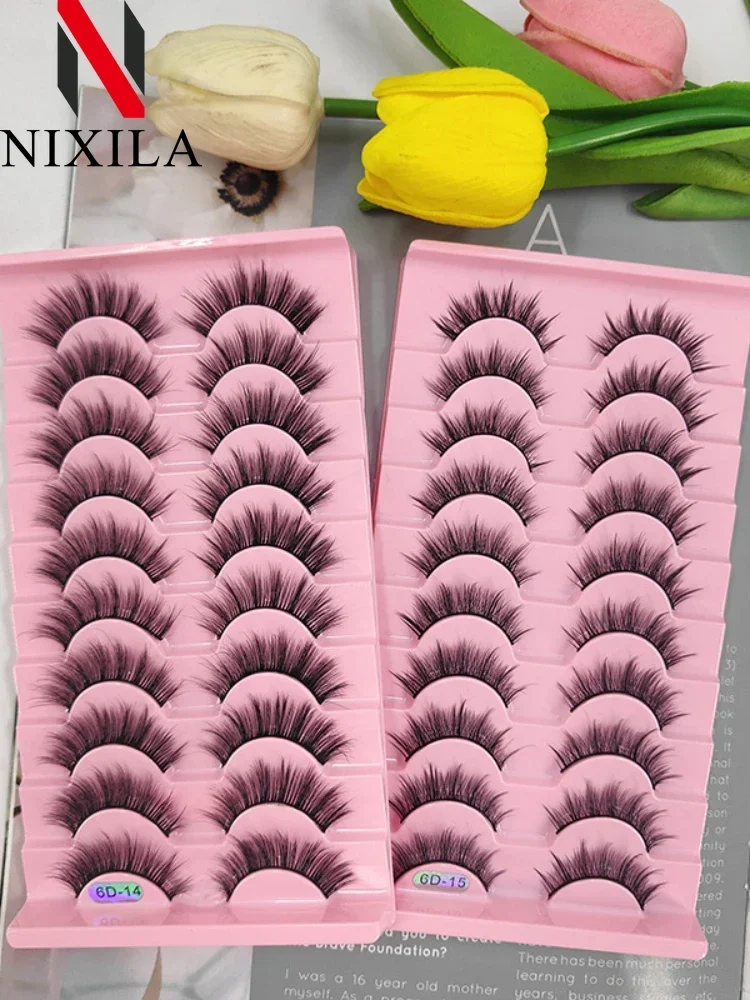 Falsche Wimpern, 7 Paar Wimpern, 3D-natürliche falsche Wimpern, flauschig, weich, Kreuz-Manga-Wimpern, Wispy, natürliche Wimpernverlängerung, Make-up