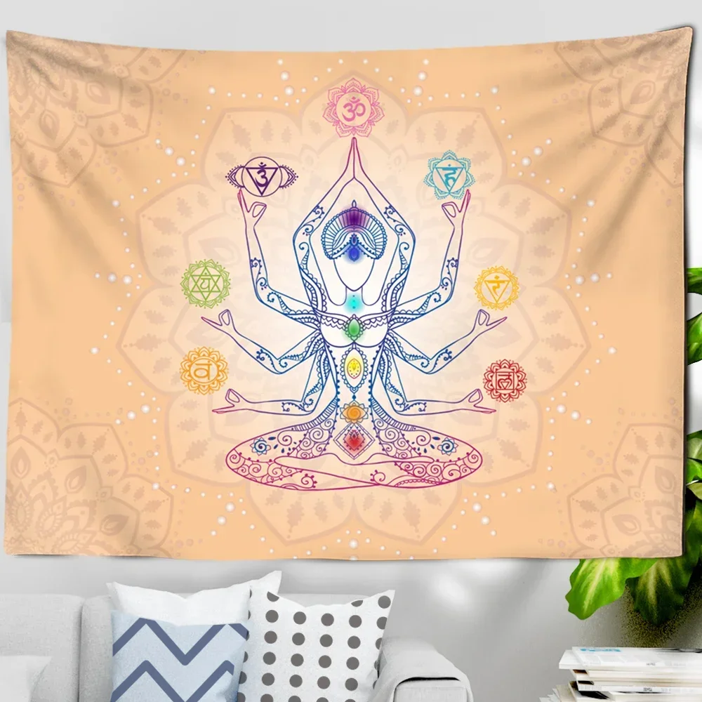 India Mandala Tapestry Wall Hanging Sun Moon Tarot Home Room Wall Decor Carpet Psychedelic Tapiz Witchcraft 7 Chakra Tapestry