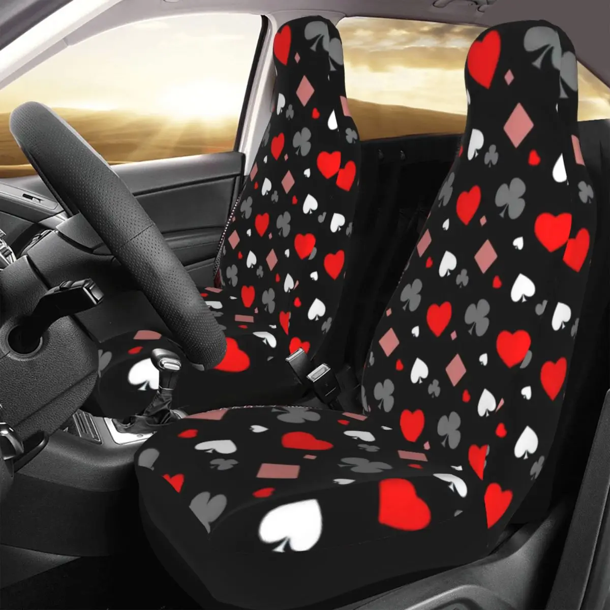 

Poker Car Seat Cover Custom Printing Universal Front Protector Accessories Cushion Set