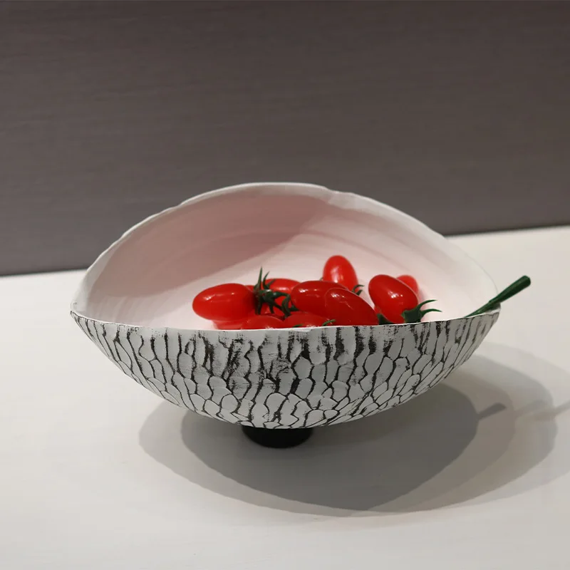 Wabi Sand Wind Chinese Resin Fruit Plate Ornament Hotel Restaurant Shell-shaped Decorative Plate Living Room Desktop Home