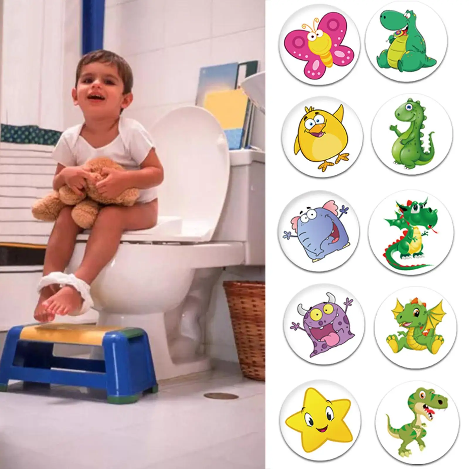 5Pcs Pee Targets Potty Training Seat Stickers Urinal Bullseye Training Toilet Color Changing Stickers for Kids Toddler Boys Girl