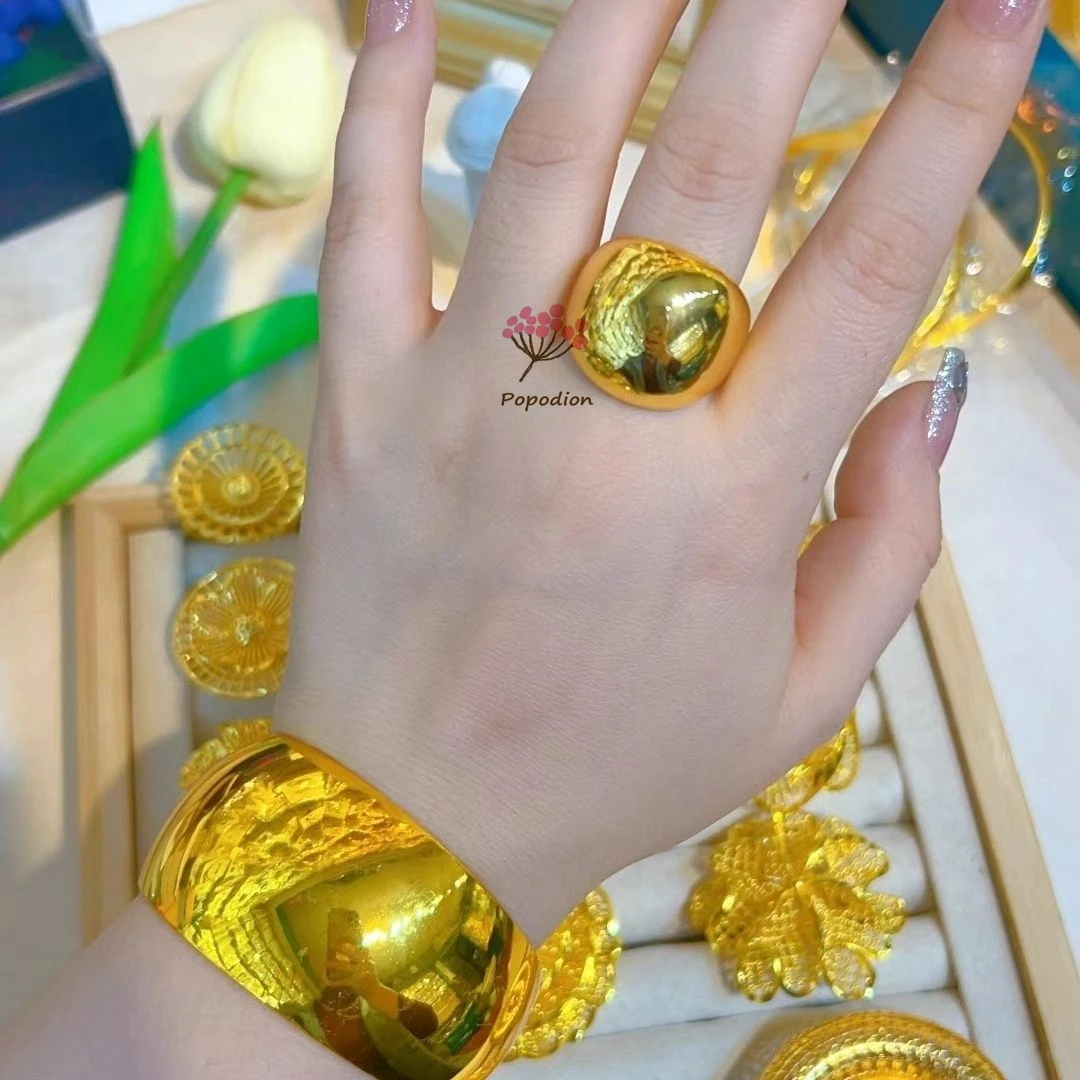 New Dubai 24K Gold Plated Dubai Bridal Wedding Jewelry Bracelet Women's Ring Jewelry Set YY10496